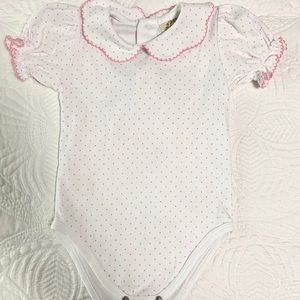 TBBC Onesie - white with pink dots